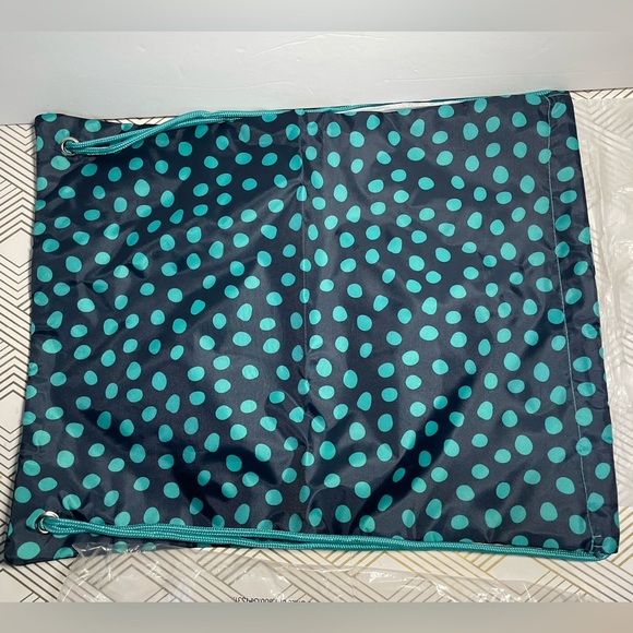 Thirty-One Cinch Sac Navy Lotsa Dots 439K Navy & Teal NIP - Picture 3 of 7